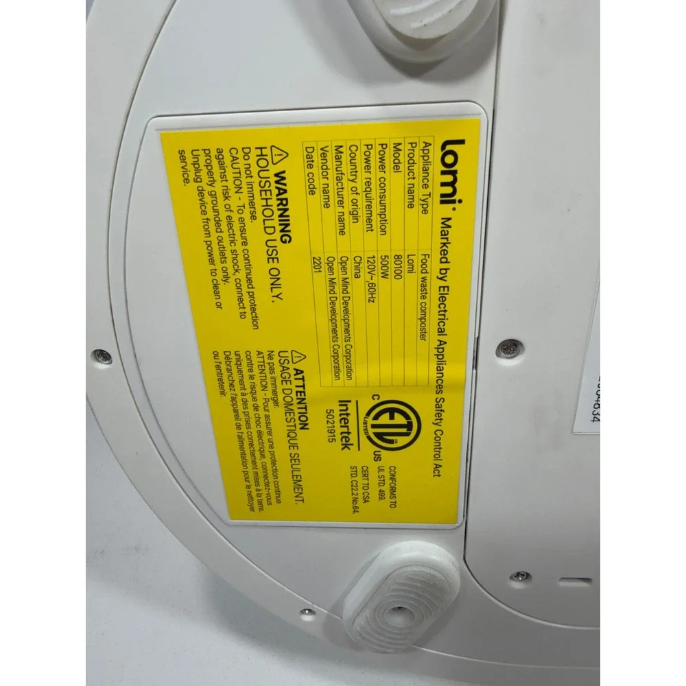Lomi Smart Kitchen Composter White Electric Food Waste Recycler Model 80100